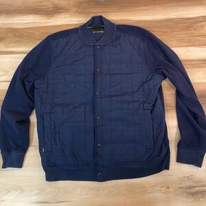 Banana Republic Quilted Bomber Jacket Navy Blue Mens XL Snap Front